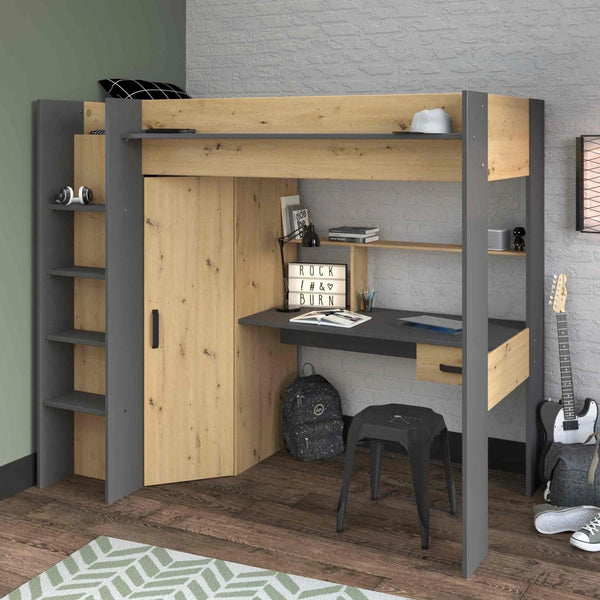 Kensington High Sleeper with Desk & Wardrobe