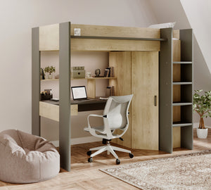 Kensington High Sleeper with Desk & Wardrobe