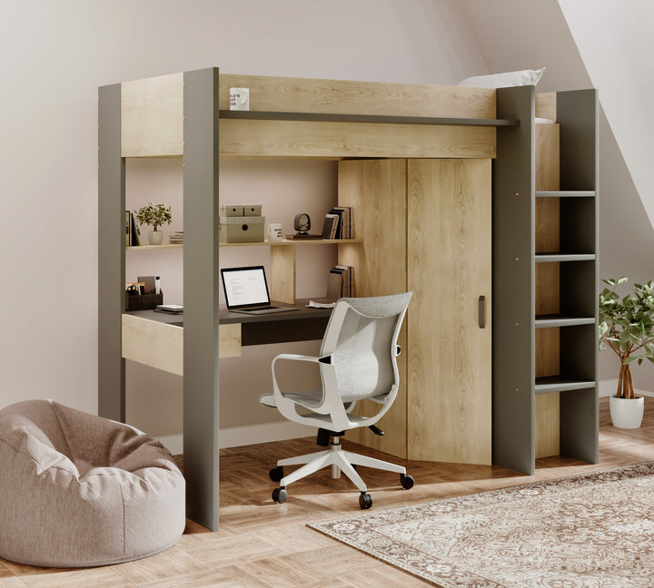Kensington High Sleeper with Desk & Wardrobe
