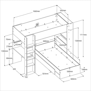 Kingston Oak Cashmere Bunk Bed