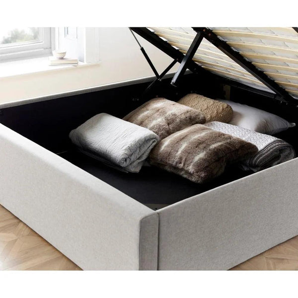 Lark Fabric Double Ottoman Bed