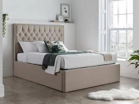 Lark Fabric Double Ottoman Bed