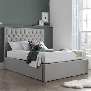Lark Fabric Double Ottoman Bed