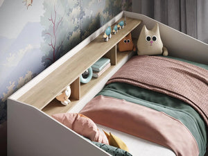 Leni White & Oak Day Bed with Shelves & Drawers