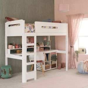 Little Folks EDIT Loft Bed with Full Length Desk and Storage