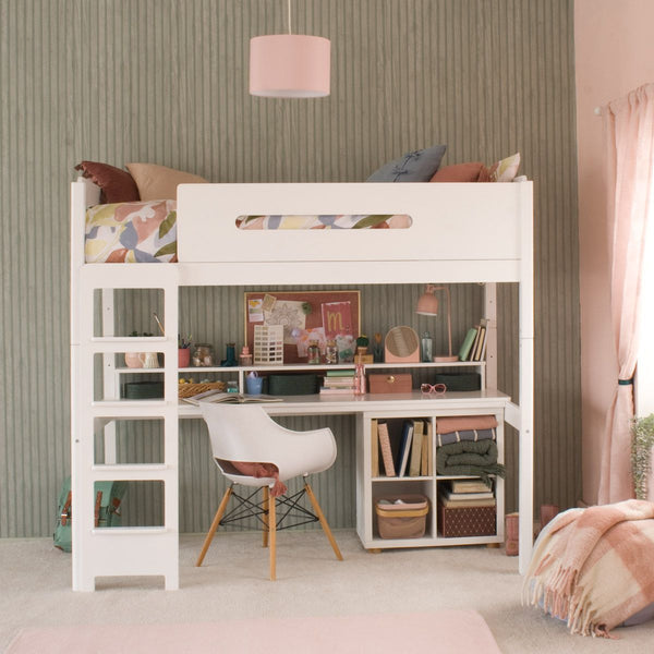 Little Folks EDIT Loft Bed with Full Length Desk and Storage