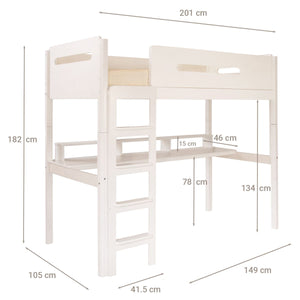 Little Folks EDIT Loft Bed with Full Length Desk and Storage