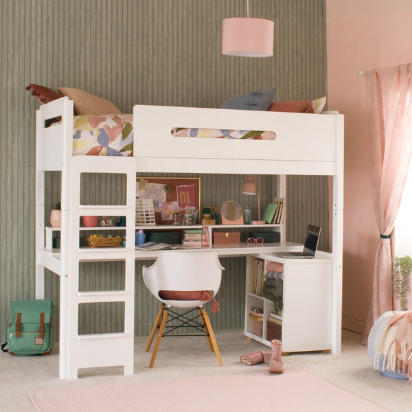 Little Folks EDIT Loft Bed with Full Length Desk and Storage
