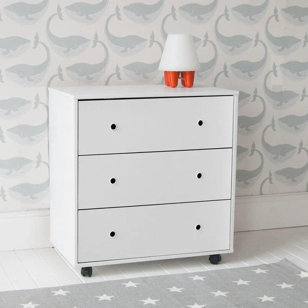 CUBIX Mid Sleeper with Chest of Drawers, Bookcase & Desk in Pure White
