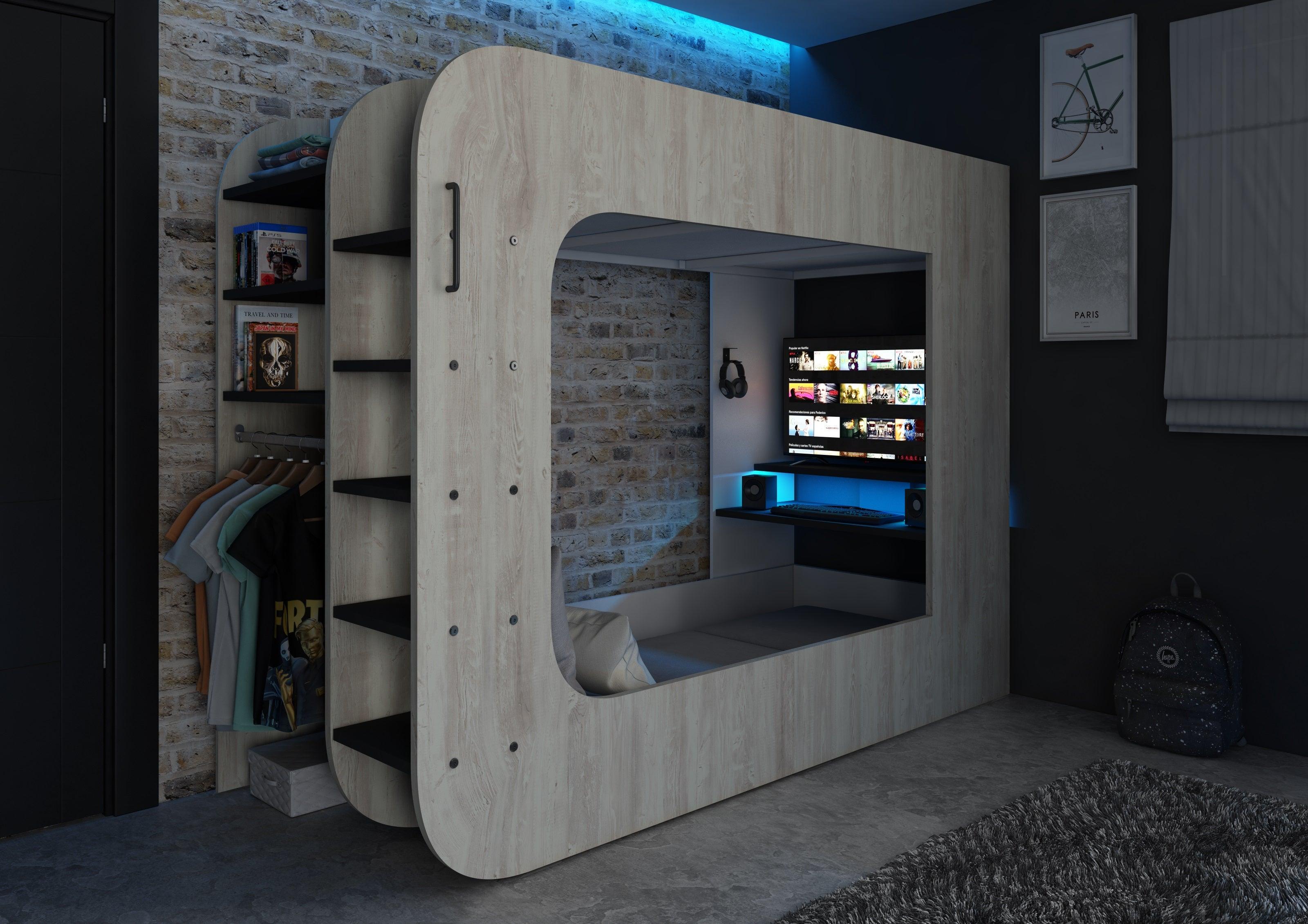 Trasman Loft Pod Gaming High sleeper with Pull-out Sofa (single) - Hover