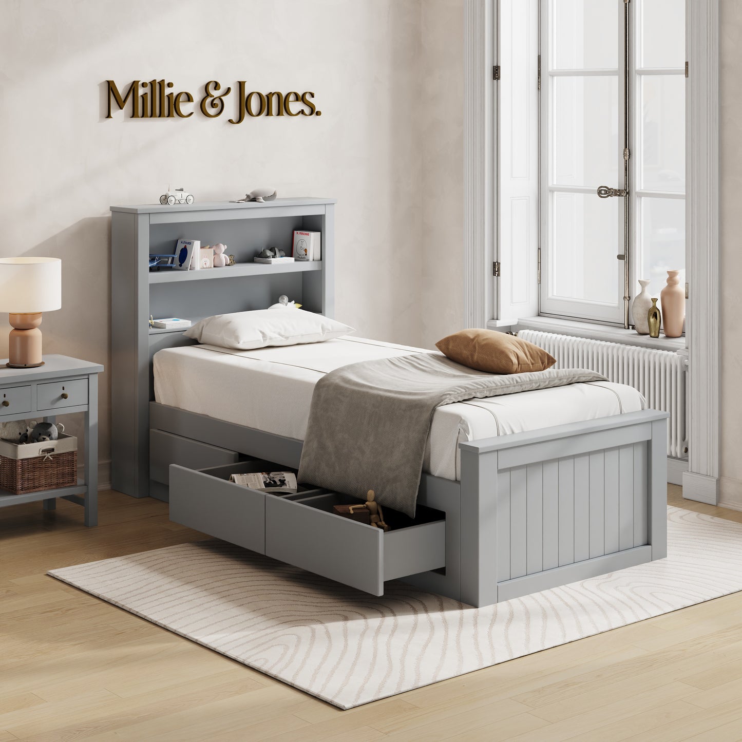 Grey Aston Single Storage Bed