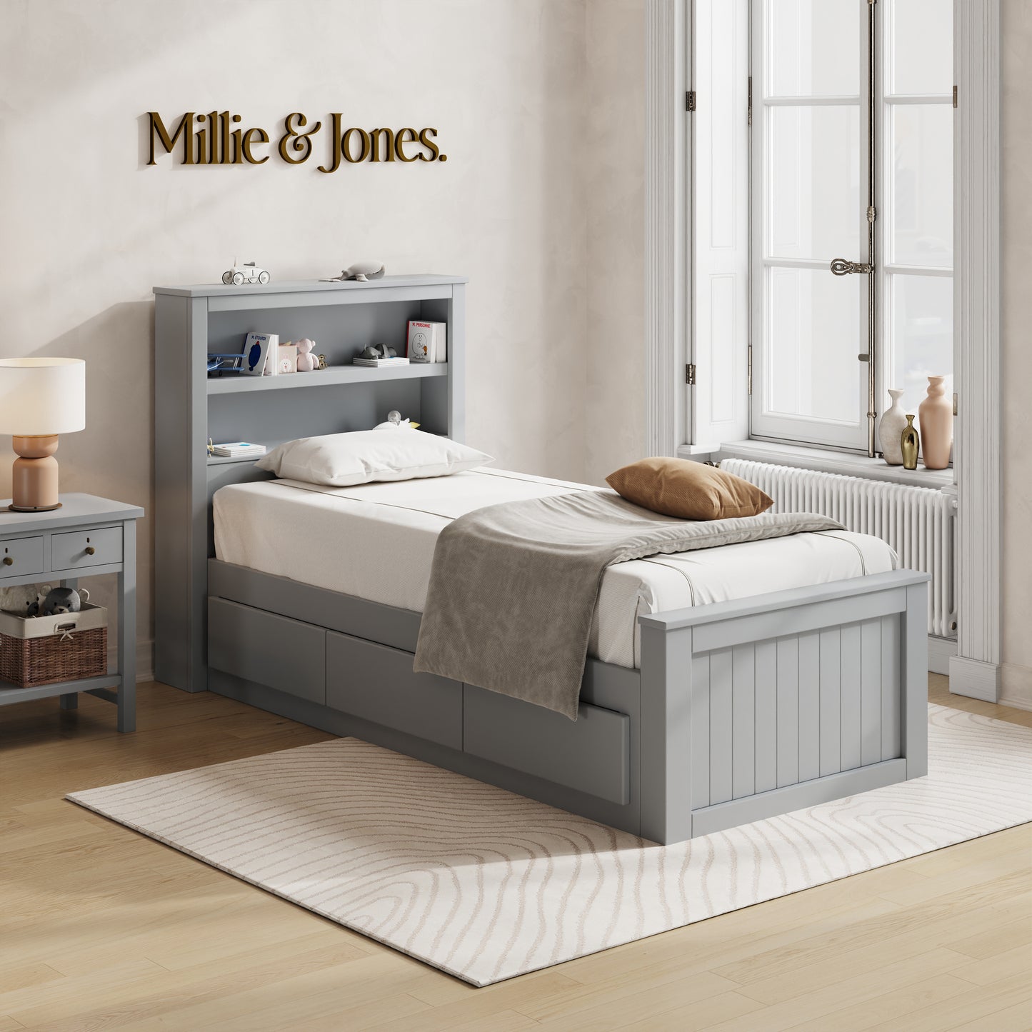 Grey Aston Single Storage Bed