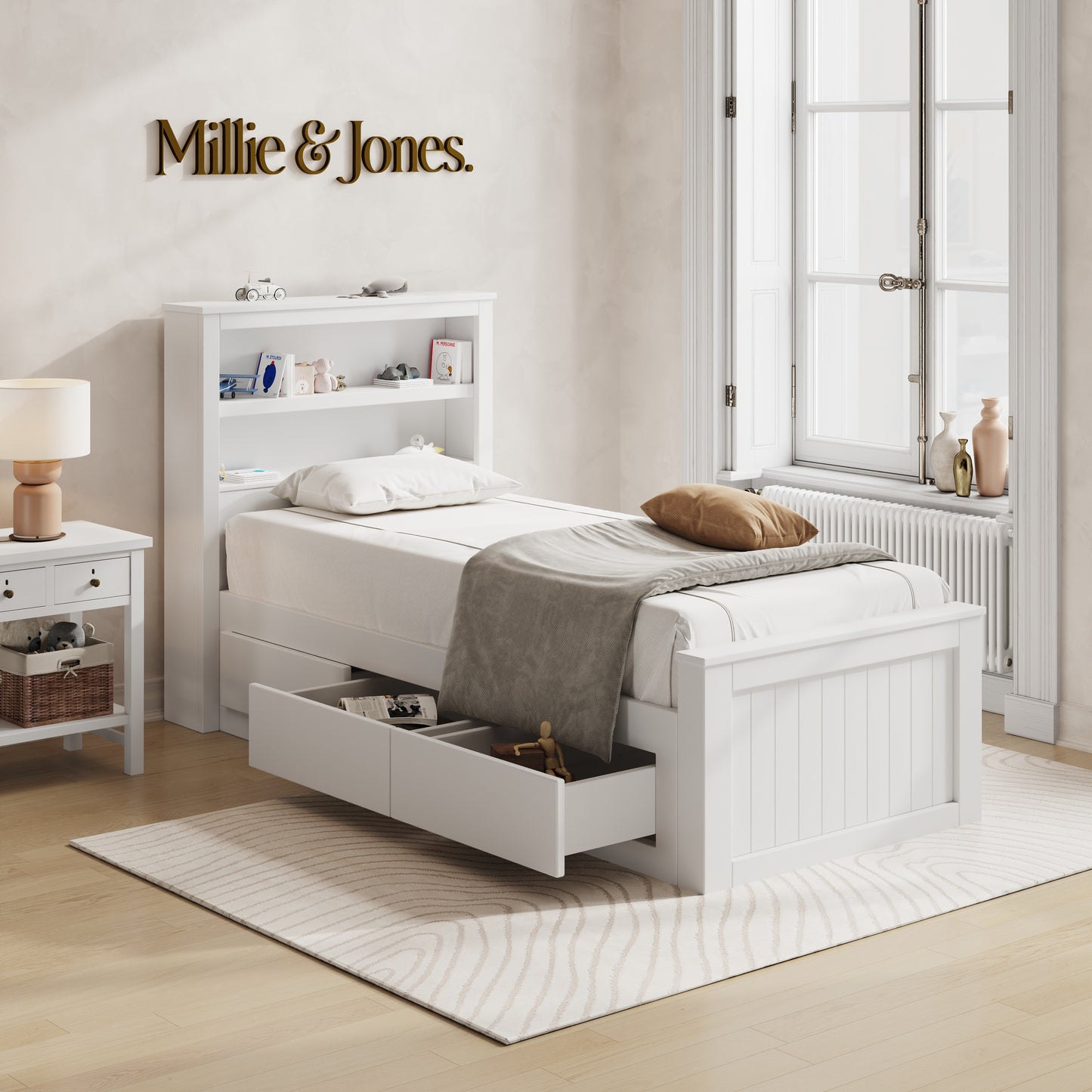 White Aston Single Storage Bed