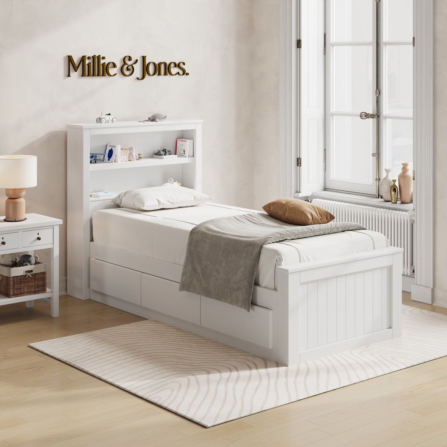 White Aston Single Storage Bed
