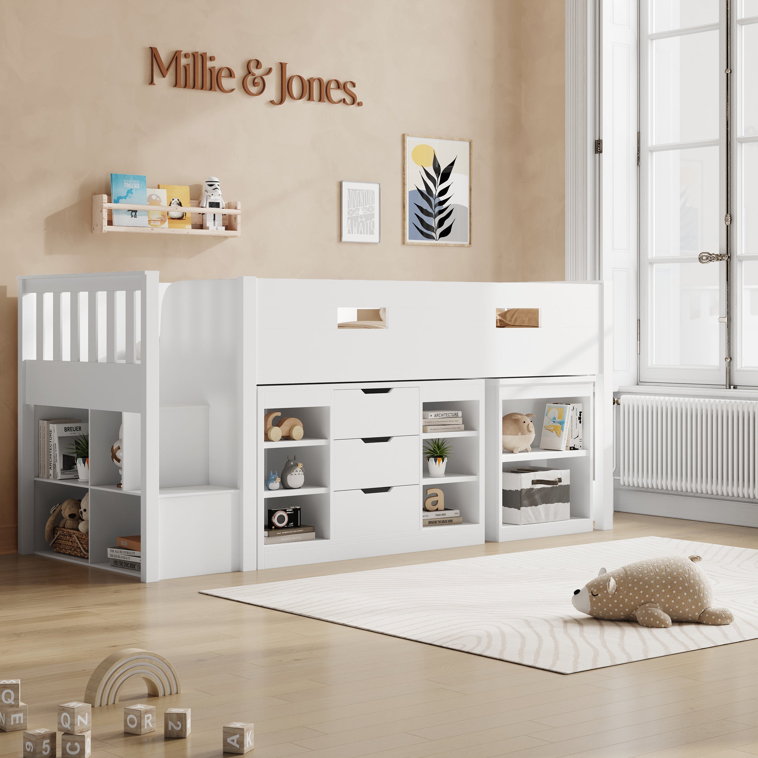 Marcus Mid Sleeper Bed with Desk & Storage