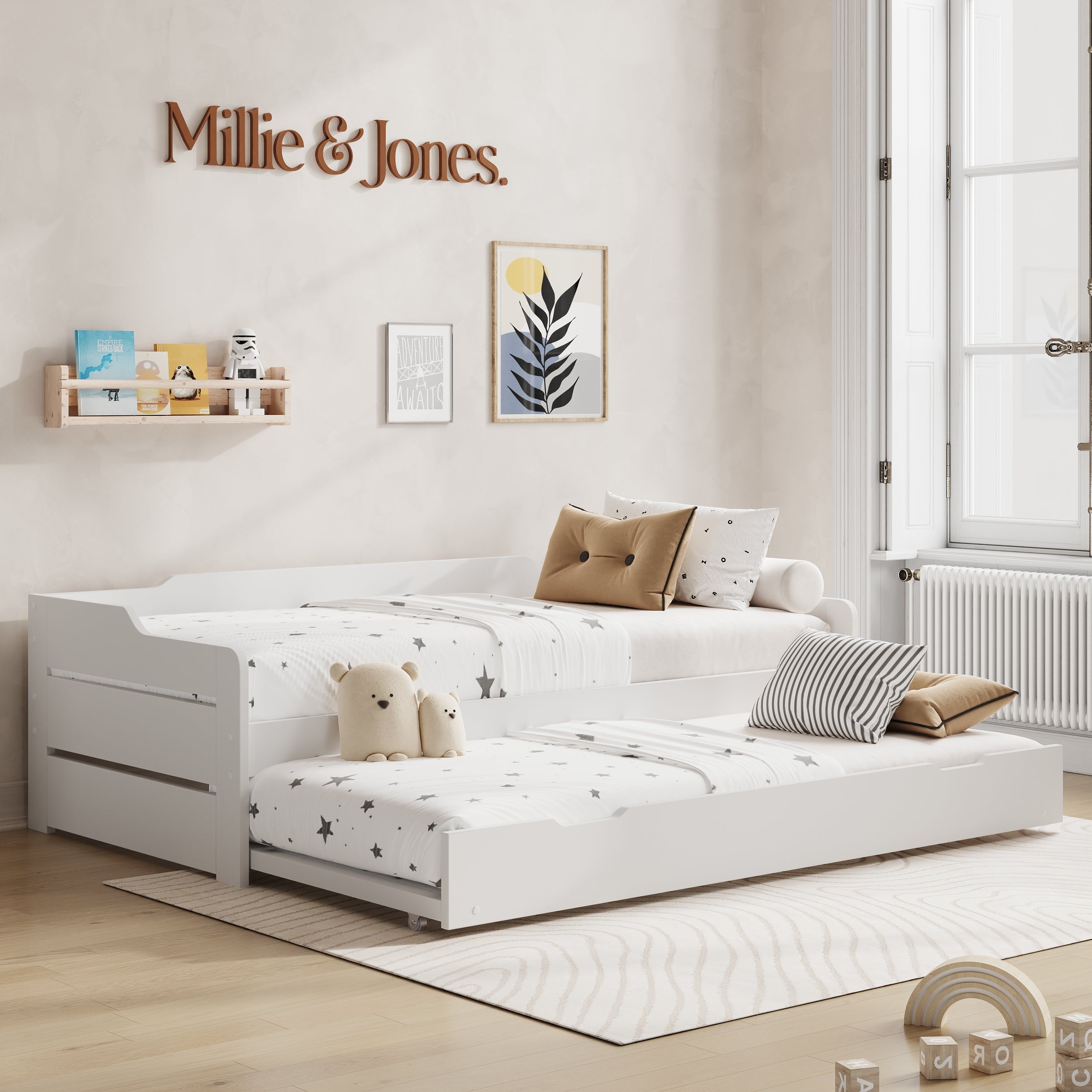 Serena White Guest Bed with Trundle