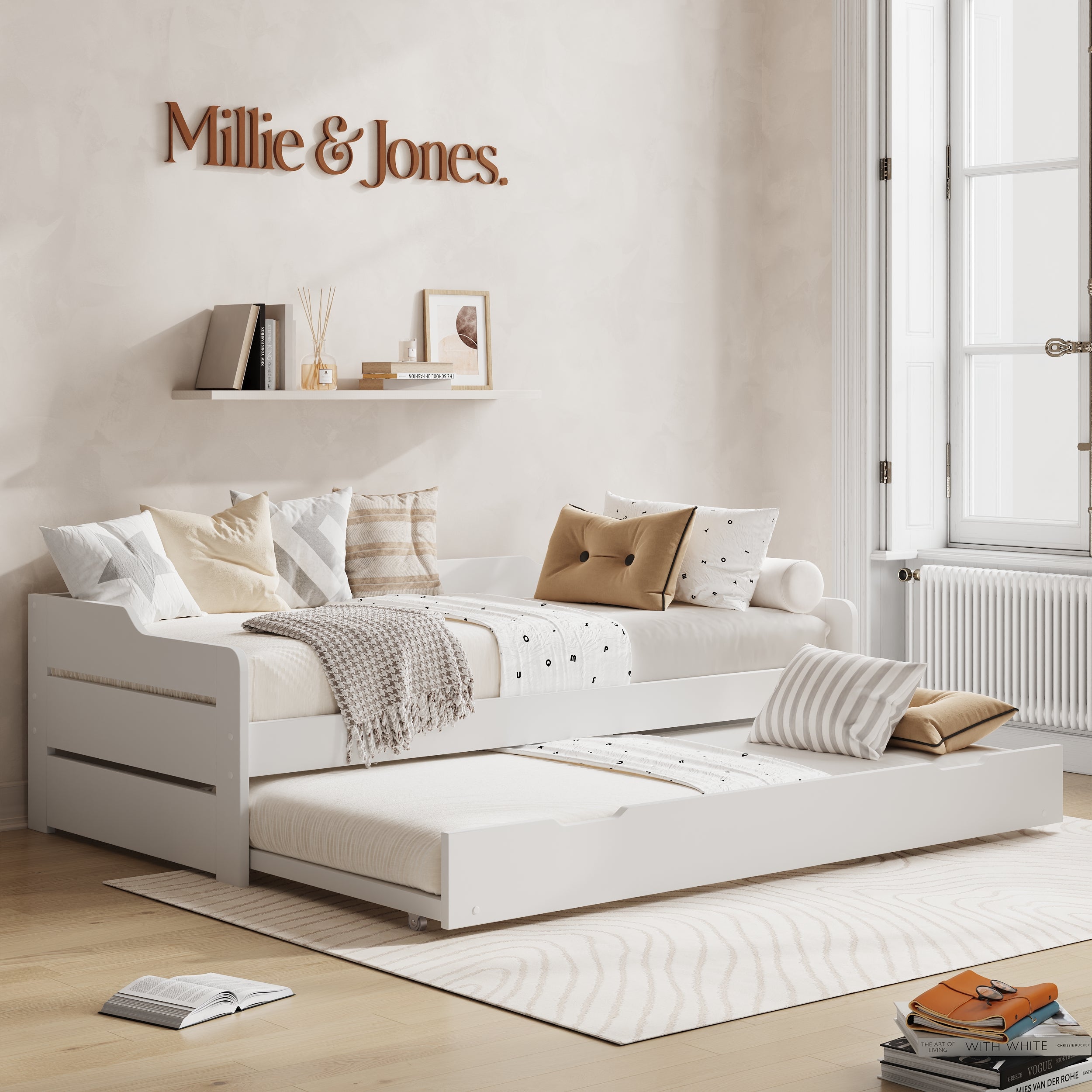 Serena White Guest Bed with Trundle