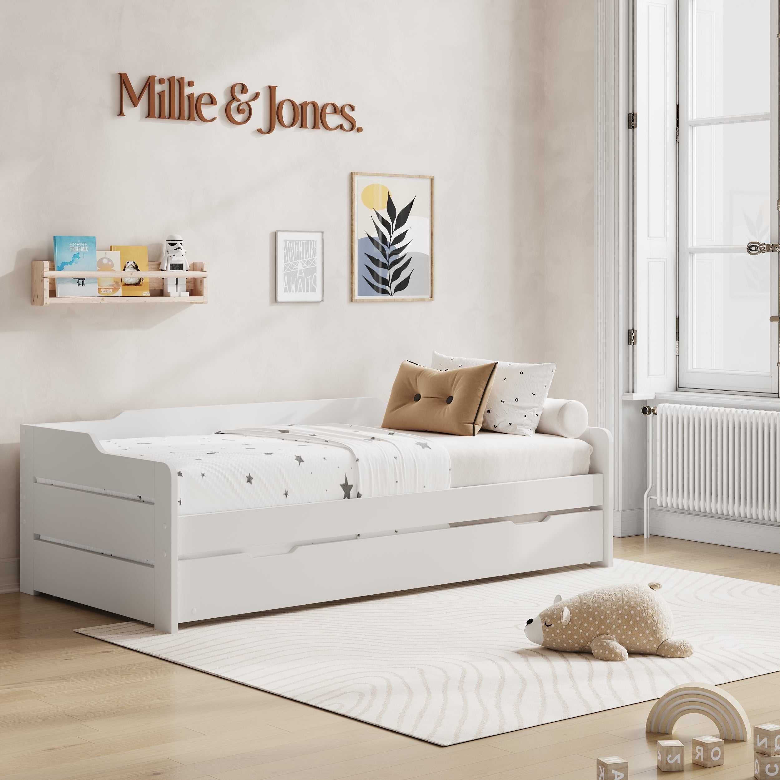 Serena White Guest Bed with Trundle - Hover