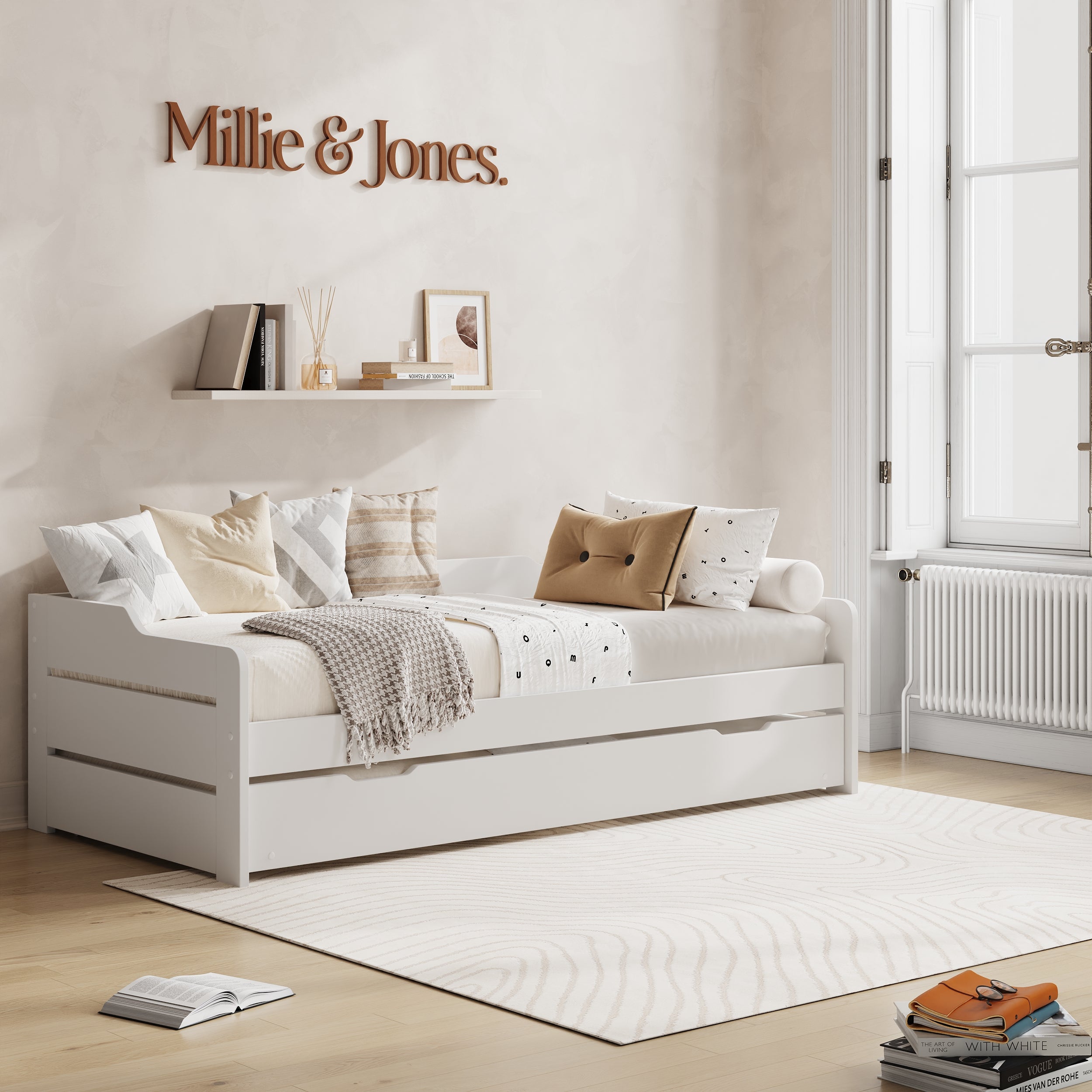 Serena White Guest Bed with Trundle - Hover