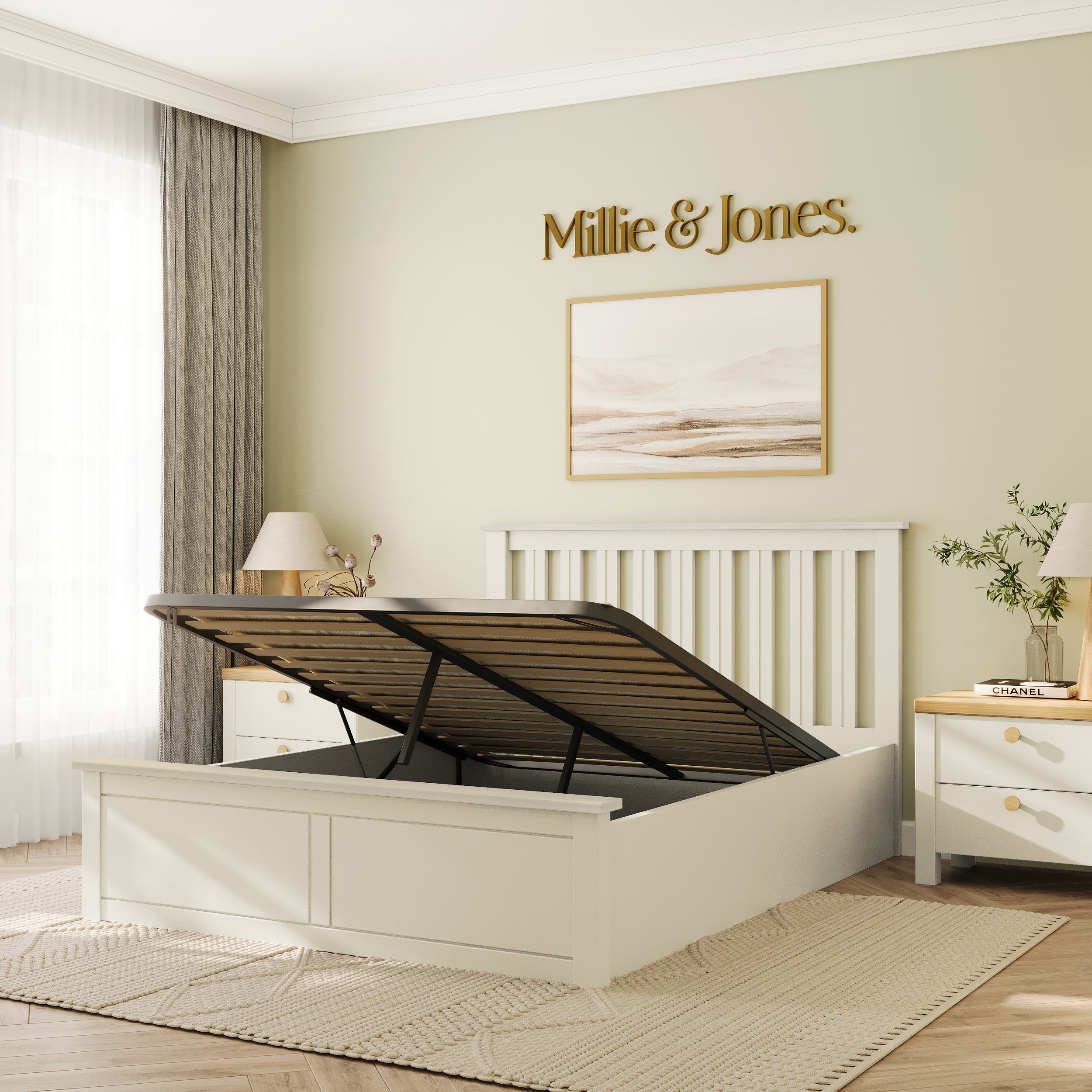 Solis White Small Double Ottoman Bed