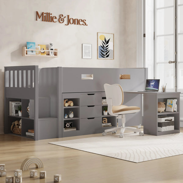 Marcus Mid Sleeper Bed with Desk & Storage