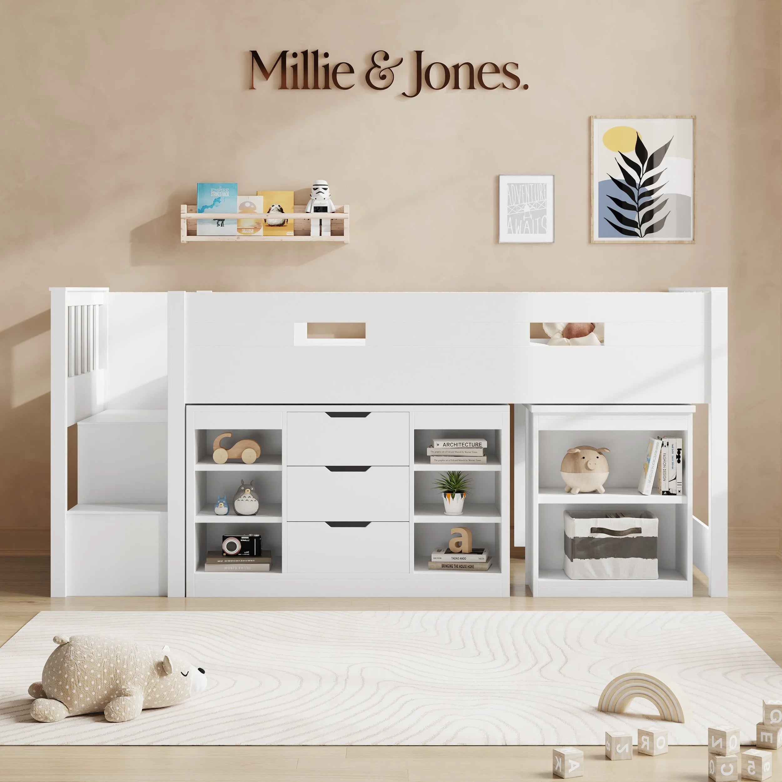 Marcus Mid Sleeper Bed with Desk & Storage - Hover