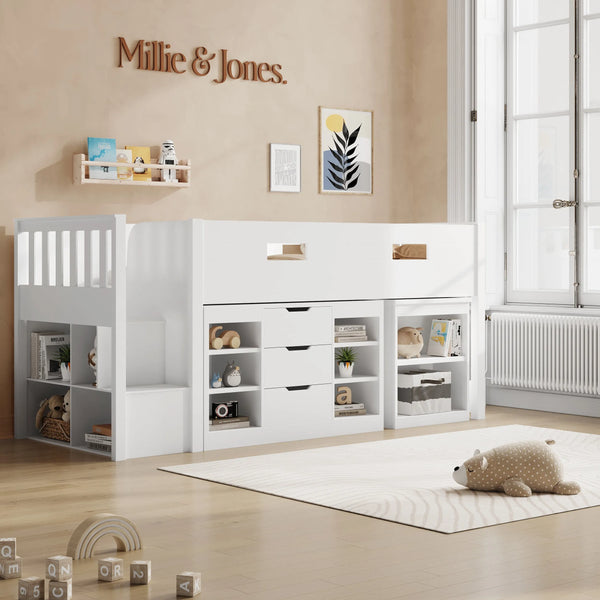 Marcus Mid Sleeper Bed with Desk & Storage