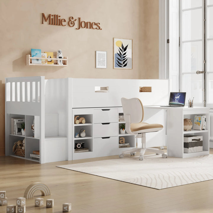 Marcus Mid Sleeper Bed with Desk & Storage