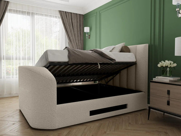 Megane Boucle Side Lift TV Ottoman Double Bed