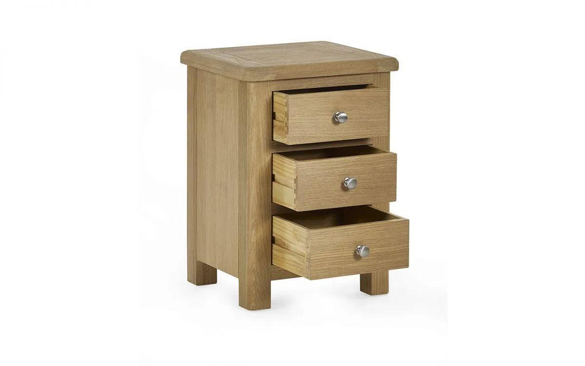 Memphis Limed Oak 3 Drawer Bedside Table - Hover