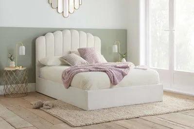 Monaco Fabric White Ottoman Bed