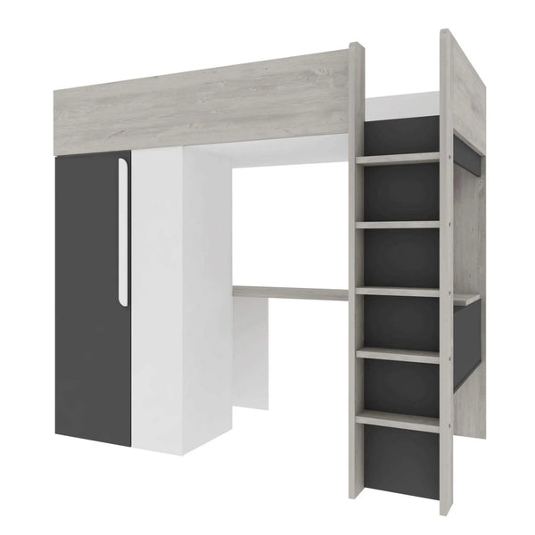Mont Blanc High Sleeper Loft Bed with Desk, Wardrobe & Shelves