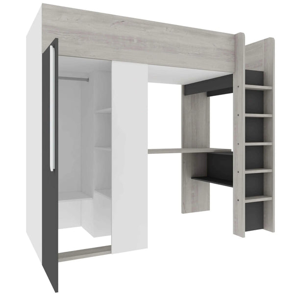 Mont Blanc High Sleeper Loft Bed with Desk, Wardrobe & Shelves