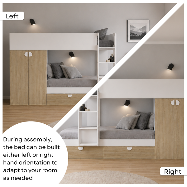 Nook Bunk Bed with Wardrobe & Drawers