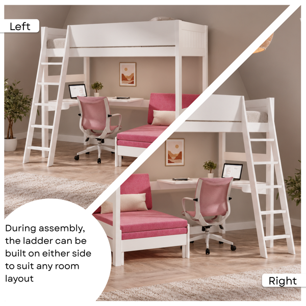 Oxford Solid Pine High Sleeper with Desk & Sofa Bed