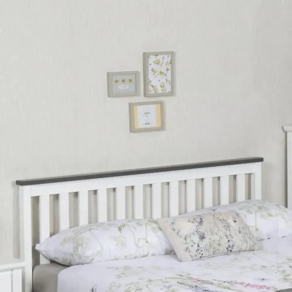 Nami White and Grey Wooden Bed - Hover
