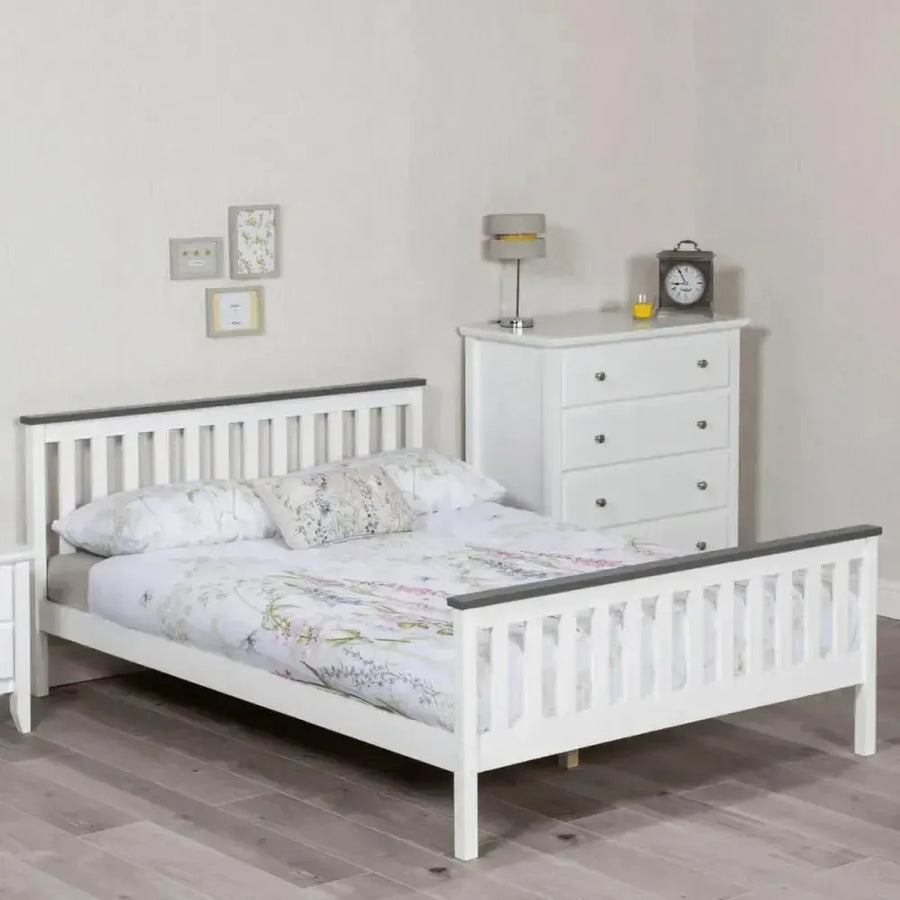Nami White and Grey Wooden Bed