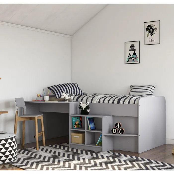 Navigator grey cabin bed with a built-in desk and bookcase
