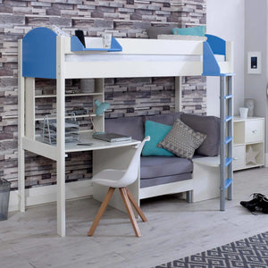 Noah High Sleeper Loft Bed with Chair Bed, Desk & Shelves