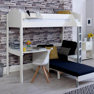 Noah High Sleeper Loft Bed with Chair Bed, Desk & Shelves