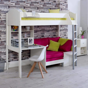 Noah High Sleeper Loft Bed with Chair Bed, Desk & Shelves