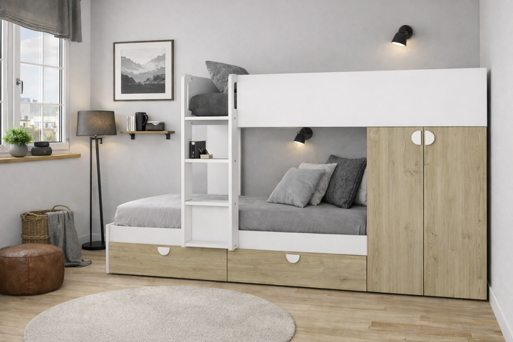 Nook Bunk Bed with Wardrobe & Drawers