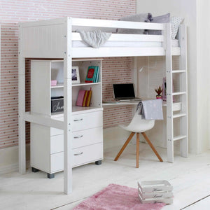 Nordic High Sleeper Bed with Corner Desk & Storage