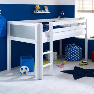 Nordic Mid Sleeper Bed with Desk, Optional Drawers & Bookshelf