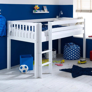 Nordic Mid Sleeper Bed with Desk, Optional Drawers & Bookshelf
