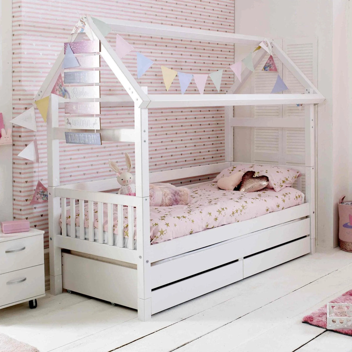 Nordic Playhouse Bed with Optional Trundle & Storage Drawers
