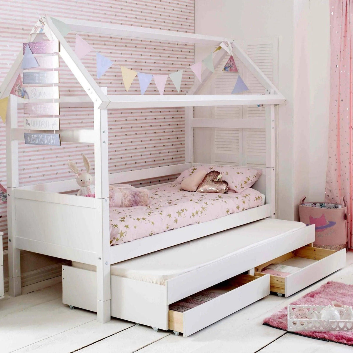 Nordic Playhouse Bed with Optional Trundle & Storage Drawers