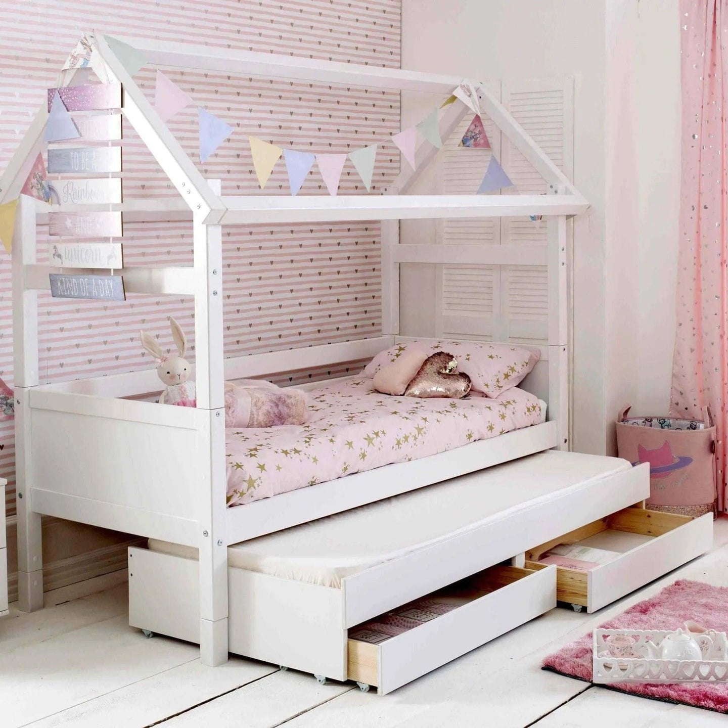 Nordic Playhouse Bed with Optional Trundle & Storage Drawers