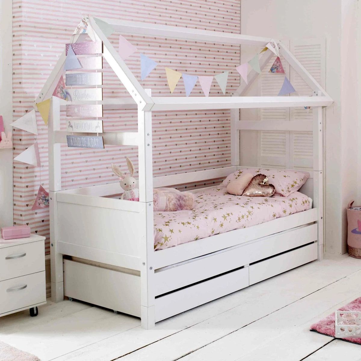 Nordic Playhouse Bed with Optional Trundle & Storage Drawers