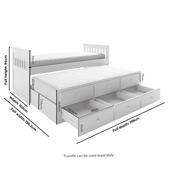 Henry Single Trundle Bed with Drawers